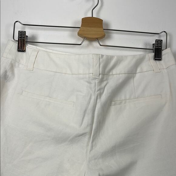 J Crew Linen Blend 2 Pocket  White Scalloped Hem Mid Rise Women's 4 Shorts NWT - Picture 7 of 9